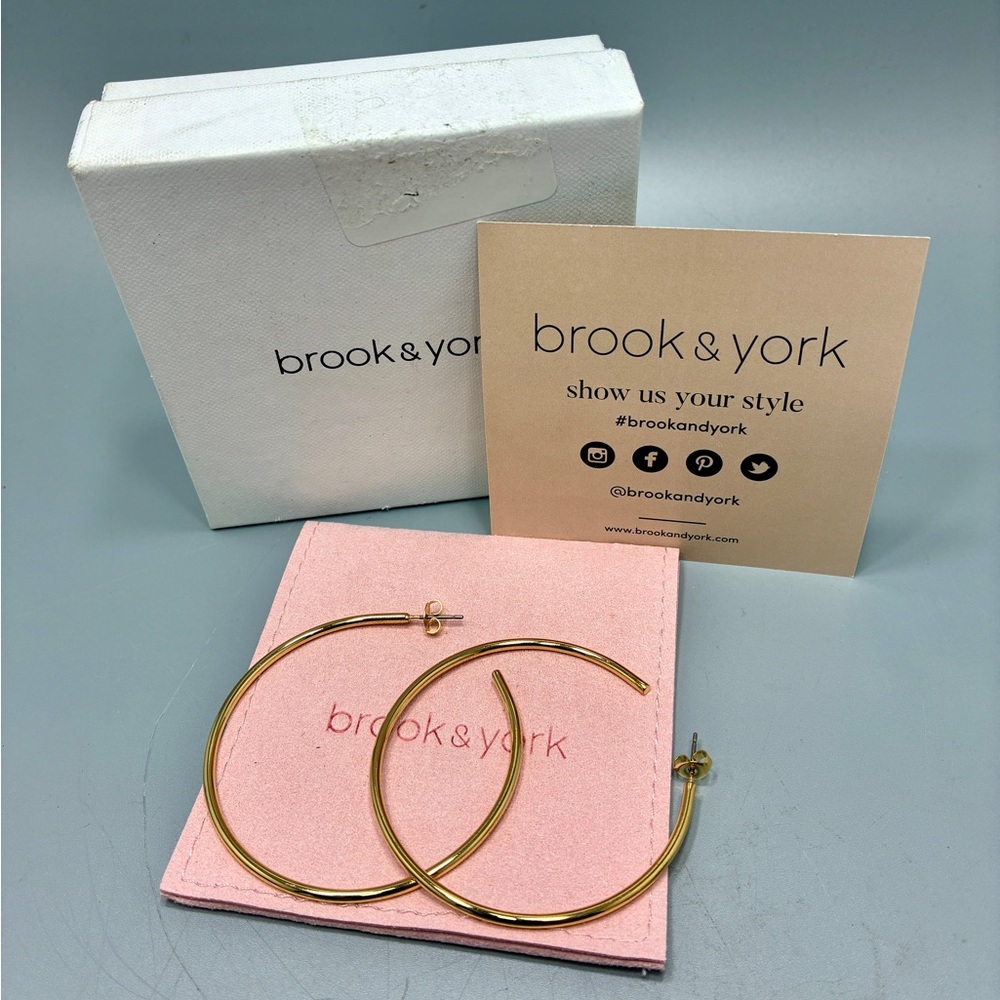 Brook & York Large Gold Tone Hoop Earrings